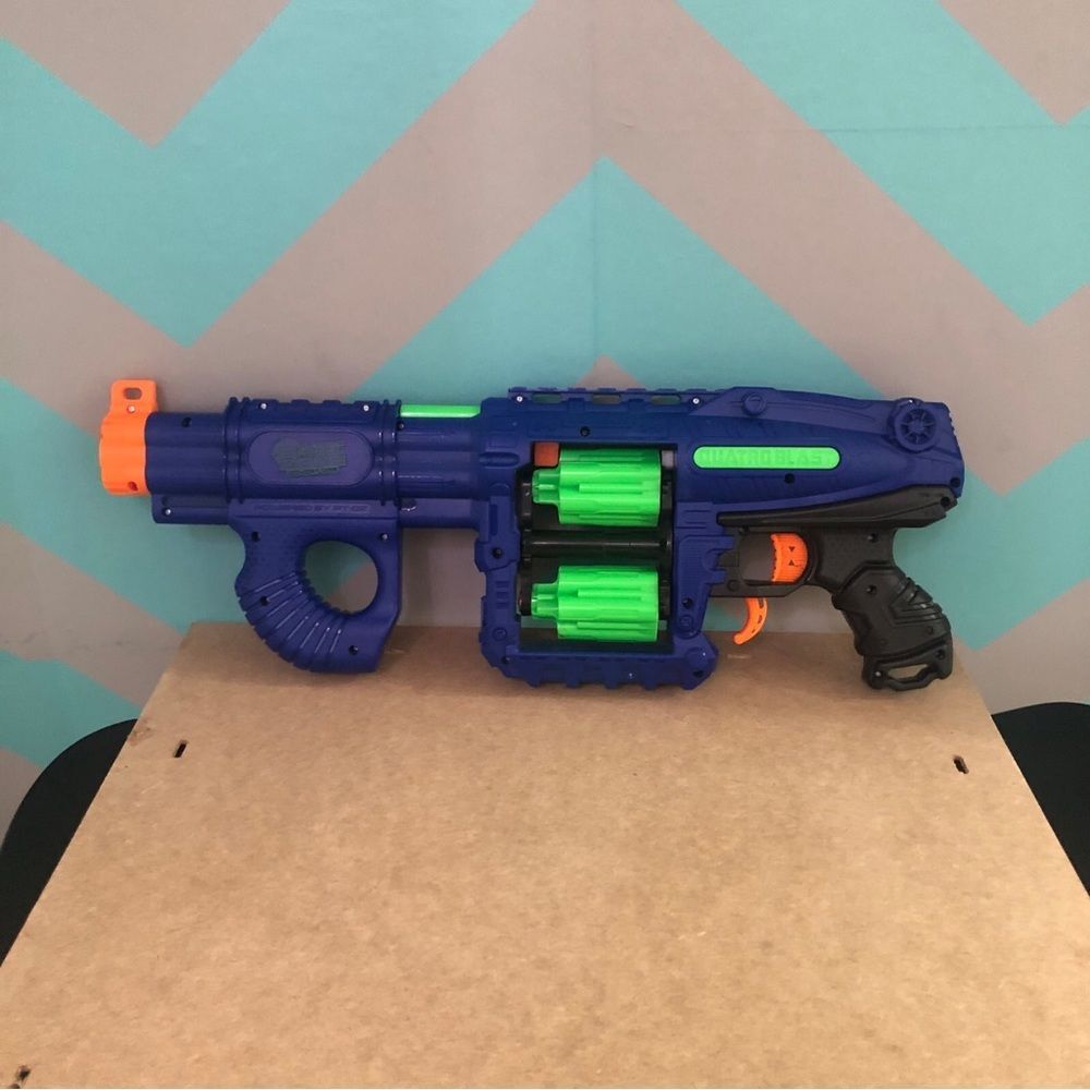 Dart Zone Quatroblast Super Flip Blaster Toy Gun Blue Green Kids Nerf Style